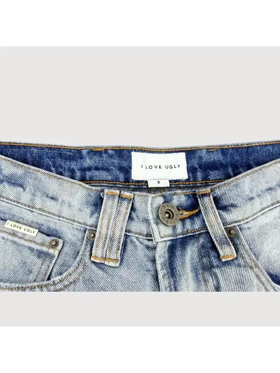 I Love Ugly Cropped 90s Denim Jeans Light Blue Wash Size S - Picture 4 of 9